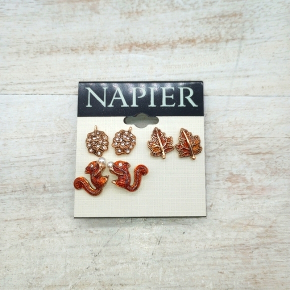 Napier Fall/Squirrel Trio Earrings - Picture 2 of 2